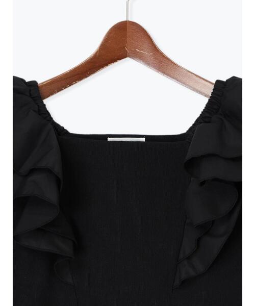 Te chichi（テチチ）の「ラッフルフリルドッキングトップス（Tシャツ/カットソー・レディース・ブラック/モカ・F）」の13枚目の写真