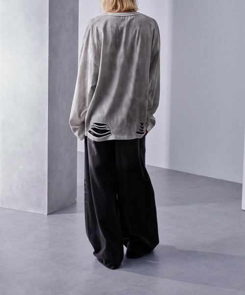 Loose/ルース（ルース）の「ヴィンテージフェード ルーズダメージロンT（Tシャツ/カットソー・メンズ・ブラック/ホワイト・L/M/S）」の6枚目の写真