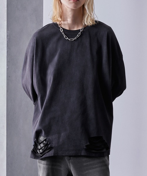 Loose/ルース（ルース）の「ヴィンテージフェード ルーズダメージロンT（Tシャツ/カットソー・メンズ・ブラック/ホワイト・L/M/S）」の8枚目の写真