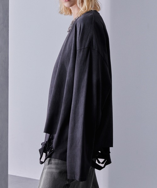 Loose/ルース（ルース）の「ヴィンテージフェード ルーズダメージロンT（Tシャツ/カットソー・メンズ・ブラック/ホワイト・L/M/S）」の9枚目の写真