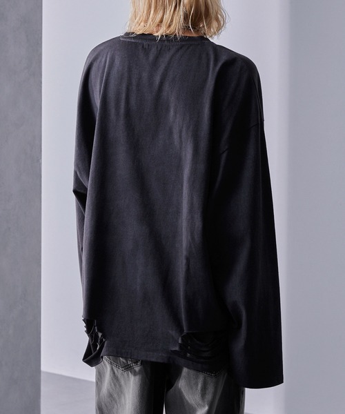 Loose/ルース（ルース）の「ヴィンテージフェード ルーズダメージロンT（Tシャツ/カットソー・メンズ・ブラック/ホワイト・L/M/S）」の10枚目の写真