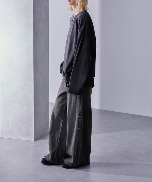 Loose/ルース（ルース）の「ヴィンテージフェード ルーズダメージロンT（Tシャツ/カットソー・メンズ・ブラック/ホワイト・L/M/S）」の13枚目の写真