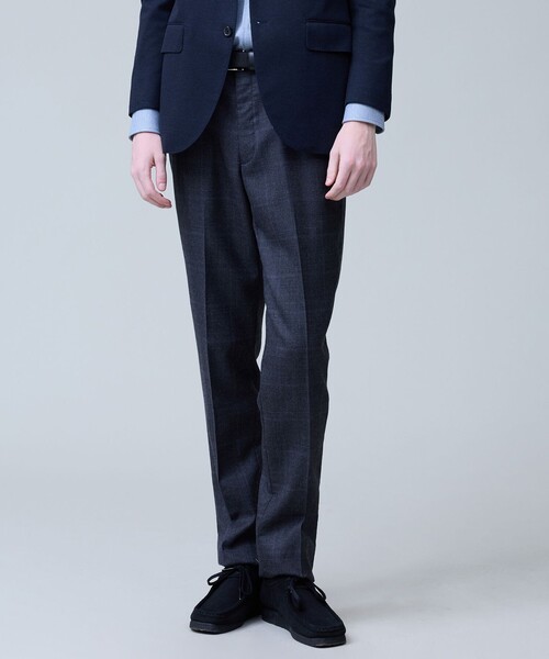 J.PRESS(ジェイプレス)の「【ストレッチ / 洗える】トリートメントウールシェードブルーチェック スラックス(スラックス・メンズ・グレー系4・91/82/79/88/76/85/94)」の1枚目の写真