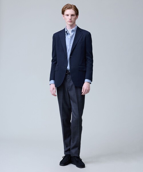 J.PRESS(ジェイプレス)の「【ストレッチ / 洗える】トリートメントウールシェードブルーチェック スラックス(スラックス・メンズ・グレー系4・91/82/79/88/76/85/94)」の2枚目の写真