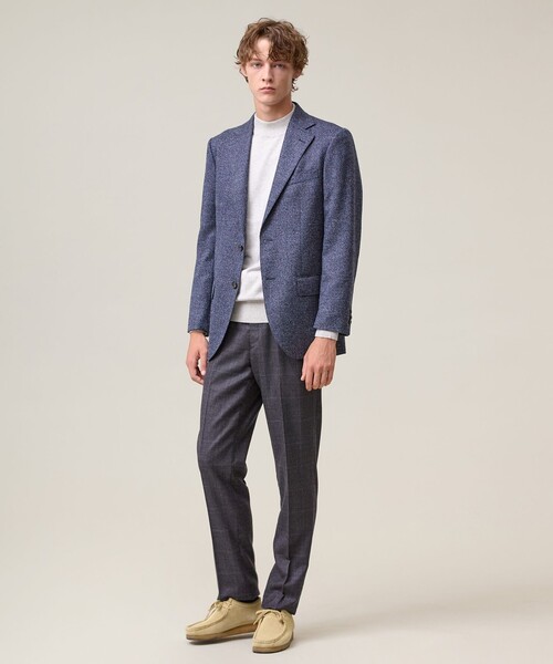 J.PRESS(ジェイプレス)の「【ストレッチ / 洗える】トリートメントウールシェードブルーチェック スラックス(スラックス・メンズ・グレー系4・91/82/79/88/76/85/94)」の6枚目の写真
