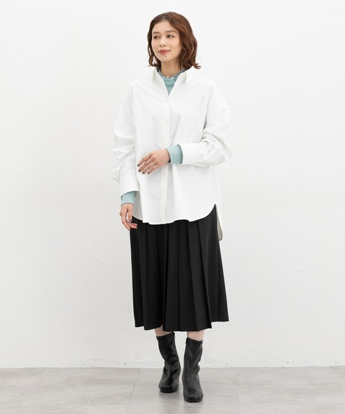 Honeys(ハニーズ)の「レース使いハイネックT(Tシャツ/カットソー・レディース・オフホワイト/ネイビー/ブラック/サックスブルー/グレイッシュベージュ・S/M/LL/L)」の12枚目の写真