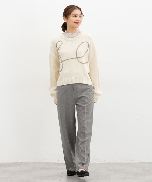 Honeys(ハニーズ)の「レース使いハイネックT(Tシャツ/カットソー・レディース・オフホワイト/ネイビー/ブラック/サックスブルー/グレイッシュベージュ・S/M/LL/L)」の15枚目の写真