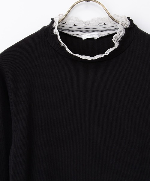 Honeys(ハニーズ)の「レース使いハイネックT(Tシャツ/カットソー・レディース・オフホワイト/ネイビー/ブラック/サックスブルー/グレイッシュベージュ・S/M/LL/L)」の21枚目の写真