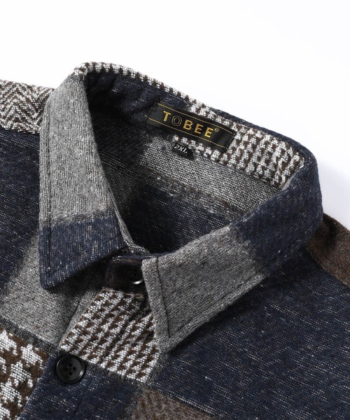 TOBEE（トゥビー）の「【TOBEE】古着パッチ チェック シャツジャケット/シャギー（ニット/セーター・メンズ・グレー/グリーン/ネイビー・LARGE/XX-LARGE/MEDIUM/X-LARGE）」の22枚目の写真