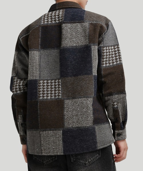 TOBEE（トゥビー）の「【TOBEE】古着パッチ チェック シャツジャケット/シャギー（ニット/セーター・メンズ・グレー/グリーン/ネイビー・LARGE/XX-LARGE/MEDIUM/X-LARGE）」の9枚目の写真