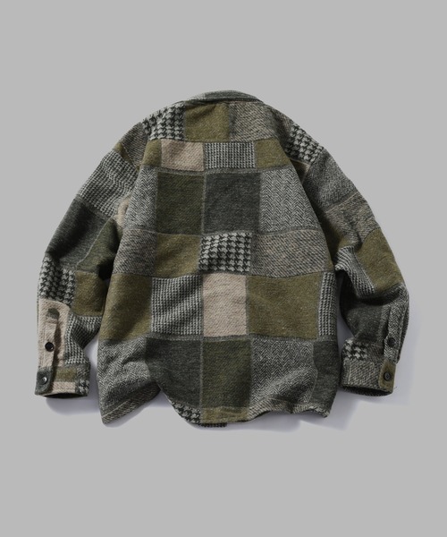 TOBEE（トゥビー）の「【TOBEE】古着パッチ チェック シャツジャケット/シャギー（ニット/セーター・メンズ・グレー/グリーン/ネイビー・LARGE/XX-LARGE/MEDIUM/X-LARGE）」の19枚目の写真