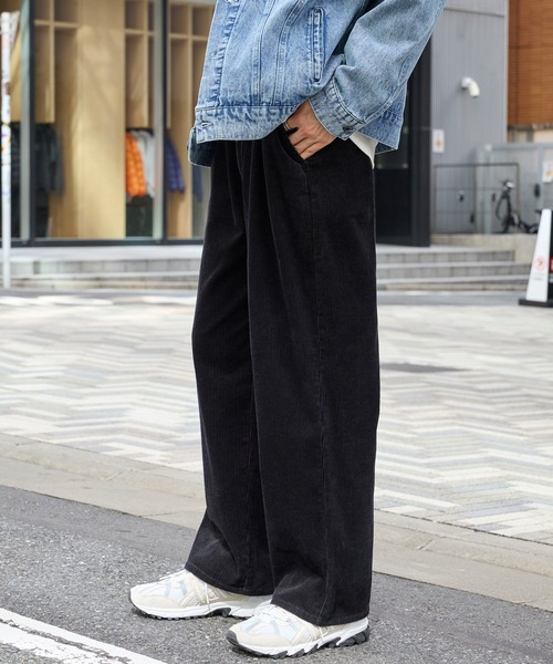 セール】ヴィンテージライクコーデュロイ ワイドテーパードパンツ