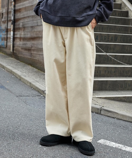 VIGANO 1プリーツコーデュロイテーパードパンツ ヴィンテージライクコーデュロイ ワイドテーパードパンツ