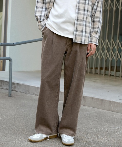 セール】ヴィンテージライクコーデュロイ ワイドテーパードパンツ