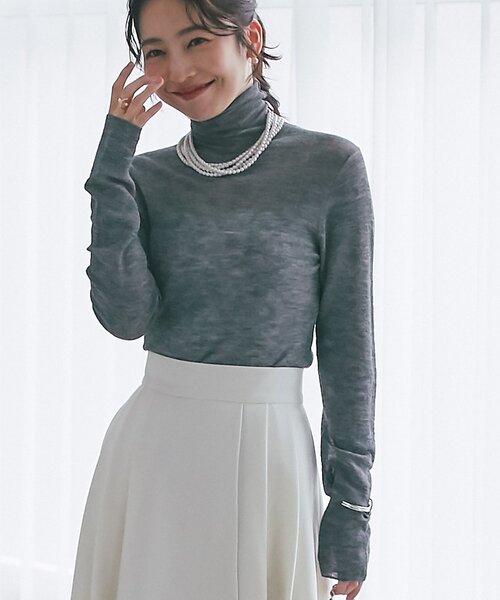 【完売品】ラブティックボンボンシアーウールブレンドリブタートルニット La boutique BonBon（ラブティックボンボン）の「シアーウールブレンド