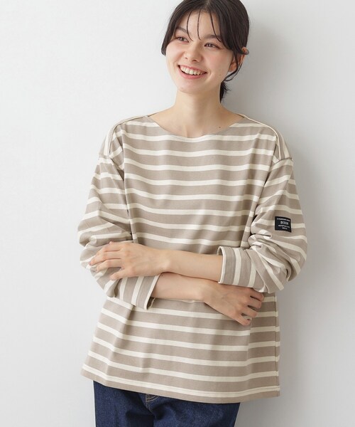 Dessin(デッサン)の「【ユニセックス・洗える】ボートネックボーダーカットソー(Tシャツ/カットソー・レディース・ネイビー系2/ベージュ系その他6・01/02/03/04)」の1枚目の写真