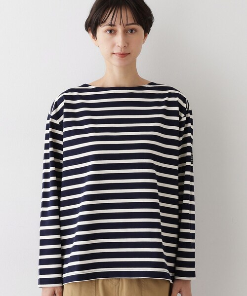 Dessin(デッサン)の「【ユニセックス・洗える】ボートネックボーダーカットソー(Tシャツ/カットソー・レディース・ネイビー系2/ベージュ系その他6・01/02/03/04)」の13枚目の写真