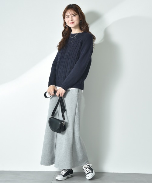 INTERPLANET(インタープラネット)の「【CLOCHE】カレッジ風ロゴ裏起毛スカート(スカート・レディース・アイボリー/ブラック/グレー・FREE)」の5枚目の写真