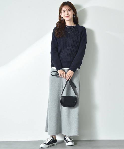 INTERPLANET(インタープラネット)の「【CLOCHE】カレッジ風ロゴ裏起毛スカート(スカート・レディース・アイボリー/ブラック/グレー・FREE)」の8枚目の写真