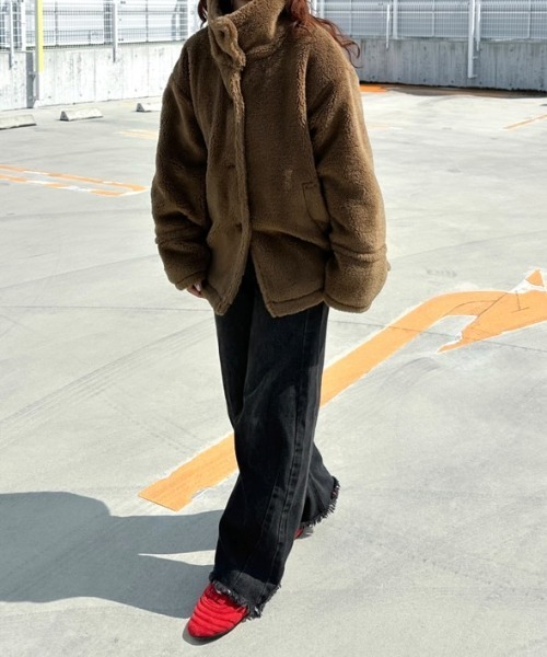 notch.（ノッチ）の「【notch. by KASUMI】 ボアスタンドジャケット（ブルゾン・レディース・チャコールグレー/オフホワイト/ブラウン・M）」の8枚目の写真