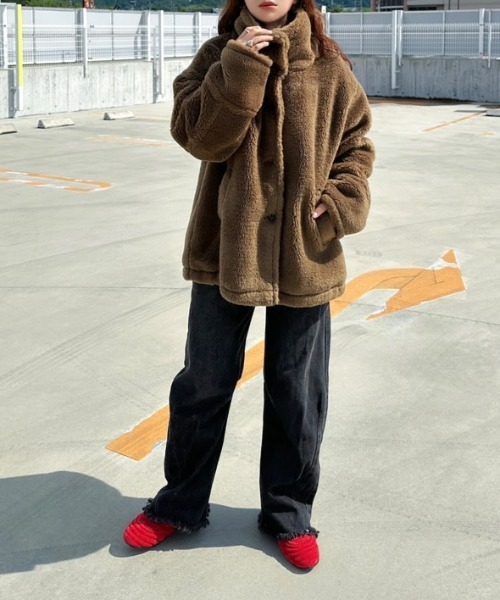 notch.（ノッチ）の「【notch. by KASUMI】 ボアスタンドジャケット（ブルゾン・レディース・チャコールグレー/オフホワイト/ブラウン・M）」の16枚目の写真