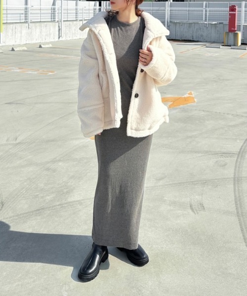 notch.（ノッチ）の「【notch. by KASUMI】 ボアスタンドジャケット（ブルゾン・レディース・チャコールグレー/オフホワイト/ブラウン・M）」の9枚目の写真