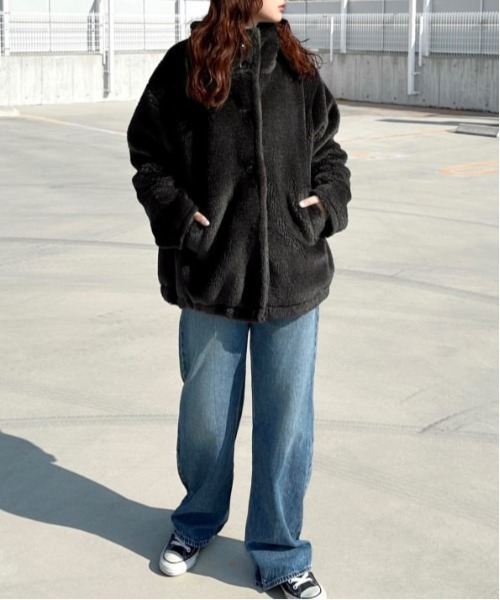 セール】【notch. by KASUMI】 ボアスタンドジャケット（ブルゾン