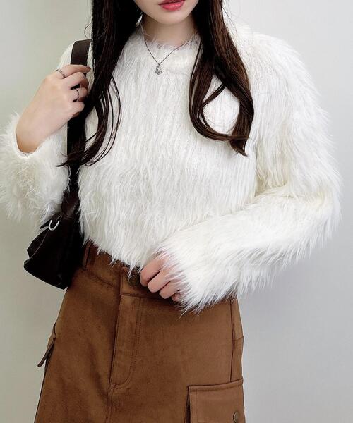 INGNI（イング）の「シャギーショート丈ニット（ニット/セーター・レディース・ボルドー/チャコールグレー/ブルー/アイボリー・M）」の22枚目の写真