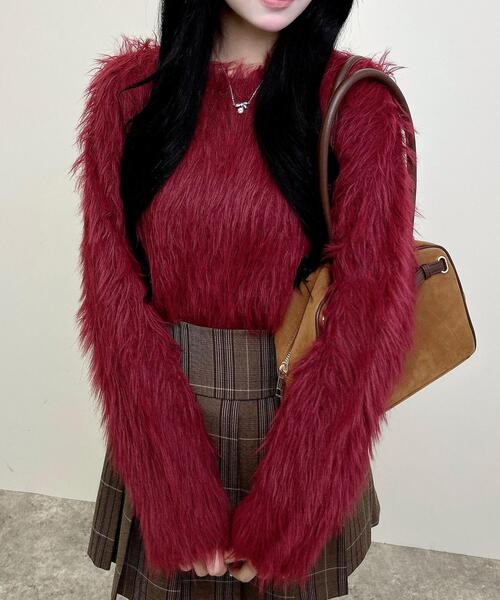 INGNI（イング）の「シャギーショート丈ニット（ニット/セーター・レディース・ボルドー/チャコールグレー/ブルー/アイボリー・M）」の20枚目の写真