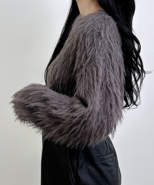 INGNI（イング）の「シャギーショート丈ニット（ニット/セーター・レディース・ボルドー/チャコールグレー/ブルー/アイボリー・M）」の18枚目の写真