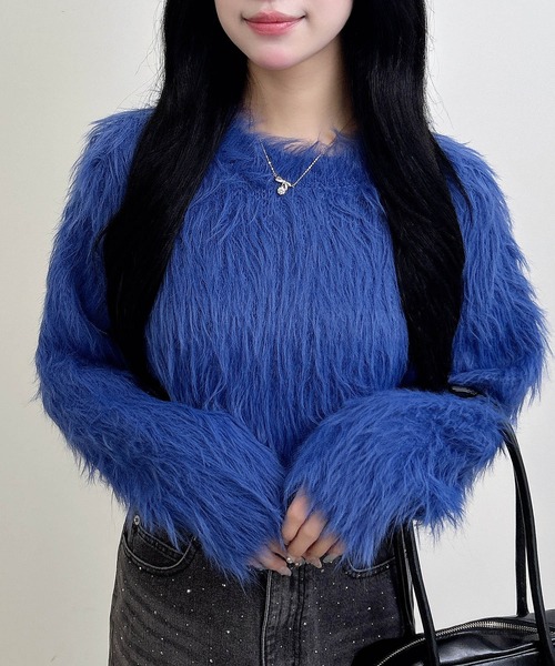 INGNI（イング）の「シャギーショート丈ニット（ニット/セーター・レディース・ボルドー/チャコールグレー/ブルー/アイボリー・M）」の10枚目の写真