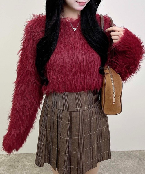 INGNI（イング）の「シャギーショート丈ニット（ニット/セーター・レディース・ボルドー/チャコールグレー/ブルー/アイボリー・M）」の12枚目の写真