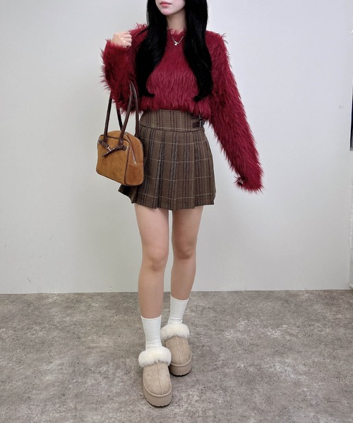 INGNI（イング）の「シャギーショート丈ニット（ニット/セーター・レディース・ボルドー/チャコールグレー/ブルー/アイボリー・M）」の13枚目の写真