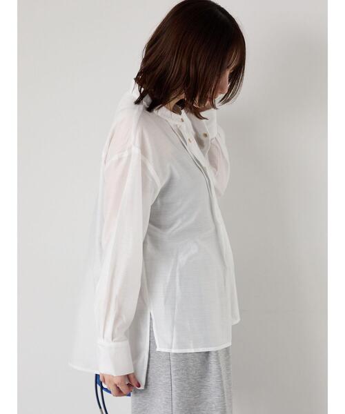 Te chichi TERRASSE（テチチテラス）の「フロントタック入りシアーシャツ（シャツ/ブラウス・レディース・オフホワイト/グレー/イエロー/ネイビー・F）」の22枚目の写真