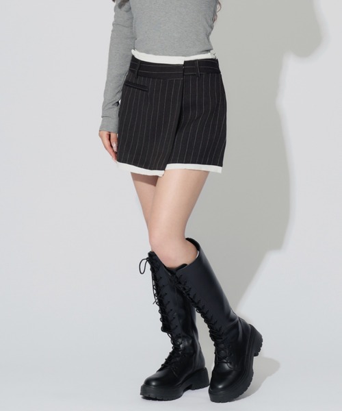 ALLuRing ChaRm(アリュリングチャーム)の「Asymmetry Striped Skirt Pants / アシンメトリーストライプスカートパンツ(スカート・レディース・グレー/ブラック・M/S)」の6枚目の写真