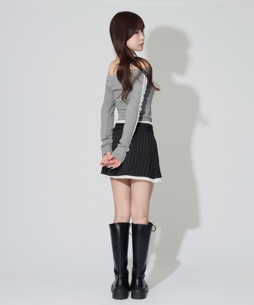 ALLuRing ChaRm(アリュリングチャーム)の「Asymmetry Striped Skirt Pants / アシンメトリーストライプスカートパンツ(スカート・レディース・グレー/ブラック・M/S)」の11枚目の写真