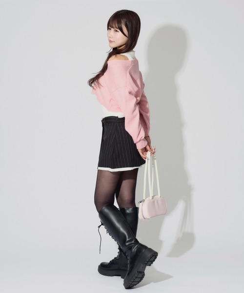 ALLuRing ChaRm(アリュリングチャーム)の「Asymmetry Striped Skirt Pants / アシンメトリーストライプスカートパンツ(スカート・レディース・グレー/ブラック・M/S)」の18枚目の写真
