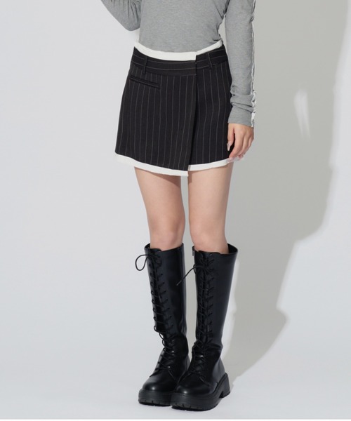 ALLuRing ChaRm(アリュリングチャーム)の「Asymmetry Striped Skirt Pants / アシンメトリーストライプスカートパンツ(スカート・レディース・グレー/ブラック・M/S)」の19枚目の写真