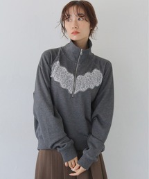 CLEIO（クレイオ）の「【CLEIO】リバーレースハーフジップ裏毛スウェット REVER LACE HALF-ZIP FRENCH TERRY SWEATSHIRT/980-14609（スウェット）」
