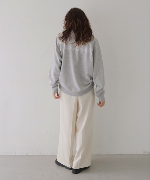 CLEIO（クレイオ）の「【CLEIO】リバーレースハーフジップ裏毛スウェット REVER LACE HALF-ZIP FRENCH TERRY SWEATSHIRT/980-14609（スウェット・レディース・杢グレー/チャコール・FREE）」の16枚目の写真