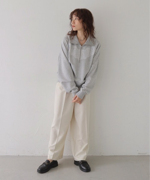 CLEIO（クレイオ）の「【CLEIO】リバーレースハーフジップ裏毛スウェット REVER LACE HALF-ZIP FRENCH TERRY SWEATSHIRT/980-14609（スウェット・レディース・杢グレー/チャコール・FREE）」の12枚目の写真