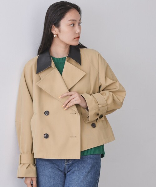 OPAQUE.CLIP(オペークドットクリップ)の「ショートトレンチコート【洗える】(トレンチコート・レディース・ベージュ/ネイビー・36/38/40)」の1枚目の写真