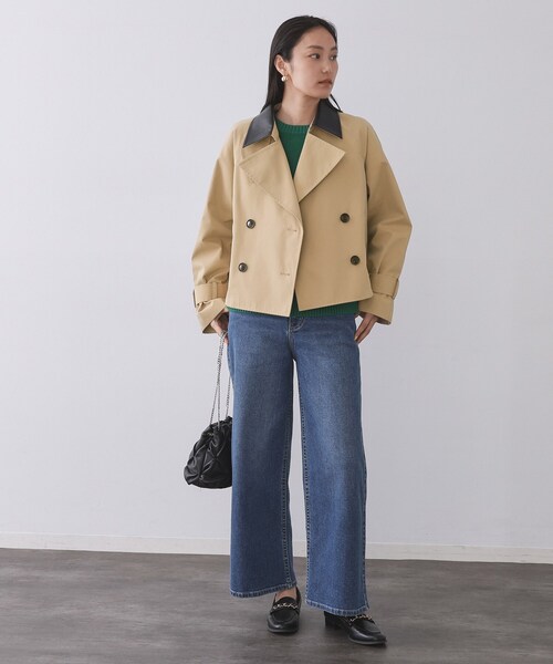 OPAQUE.CLIP(オペークドットクリップ)の「ショートトレンチコート【洗える】(トレンチコート・レディース・ベージュ/ネイビー・36/38/40)」の6枚目の写真