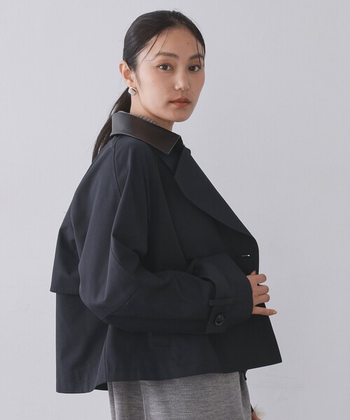 OPAQUE.CLIP(オペークドットクリップ)の「ショートトレンチコート【洗える】(トレンチコート・レディース・ベージュ/ネイビー・36/38/40)」の9枚目の写真