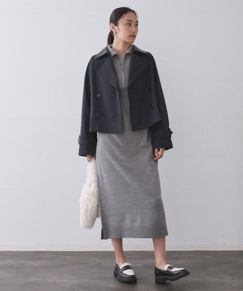 OPAQUE.CLIP(オペークドットクリップ)の「ショートトレンチコート【洗える】(トレンチコート・レディース・ベージュ/ネイビー・36/38/40)」の10枚目の写真