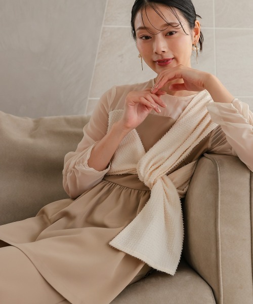 Jolie et Jolie（ジョリーエジョリー）の「カットジャガード使いアシメデザインブラウスパンツセット（パンツドレス・レディース・ブラック/ベージュ・M/L/LL/3L/4L/5L）」の3枚目の写真