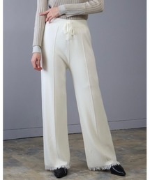 Doumoi（ドゥモエ）の「無地　裾フリンジ　ストレート　ニットパンツ（その他パンツ）」