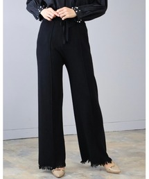 Doumoi（ドゥモエ）の「無地　裾フリンジ　ストレート　ニットパンツ（その他パンツ）」