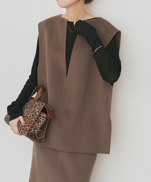 Spick & Span（スピックアンドスパン）の「ダブルフェイスVネックベスト（ベスト・レディース・モカ/ベージュ系その他・FREE）」の15枚目の写真