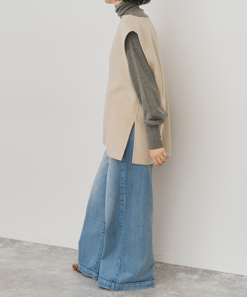 Spick & Span（スピックアンドスパン）の「ダブルフェイスVネックベスト（ベスト・レディース・モカ/ベージュ系その他・FREE）」の7枚目の写真